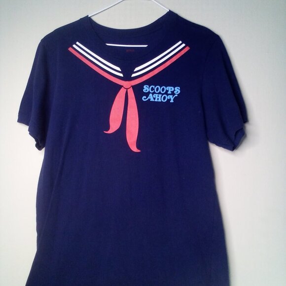 Netflix Stranger Things Shirt Women M Scoops Ahoy Short Sleeve Sailor Blue Red - Picture 2 of 14